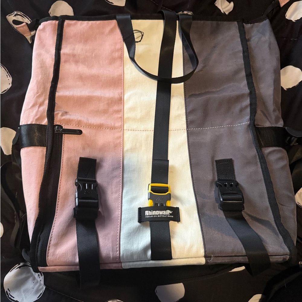 Pink White and Gray Striped Rhinowalk Bicycle Bike Messenger Bag